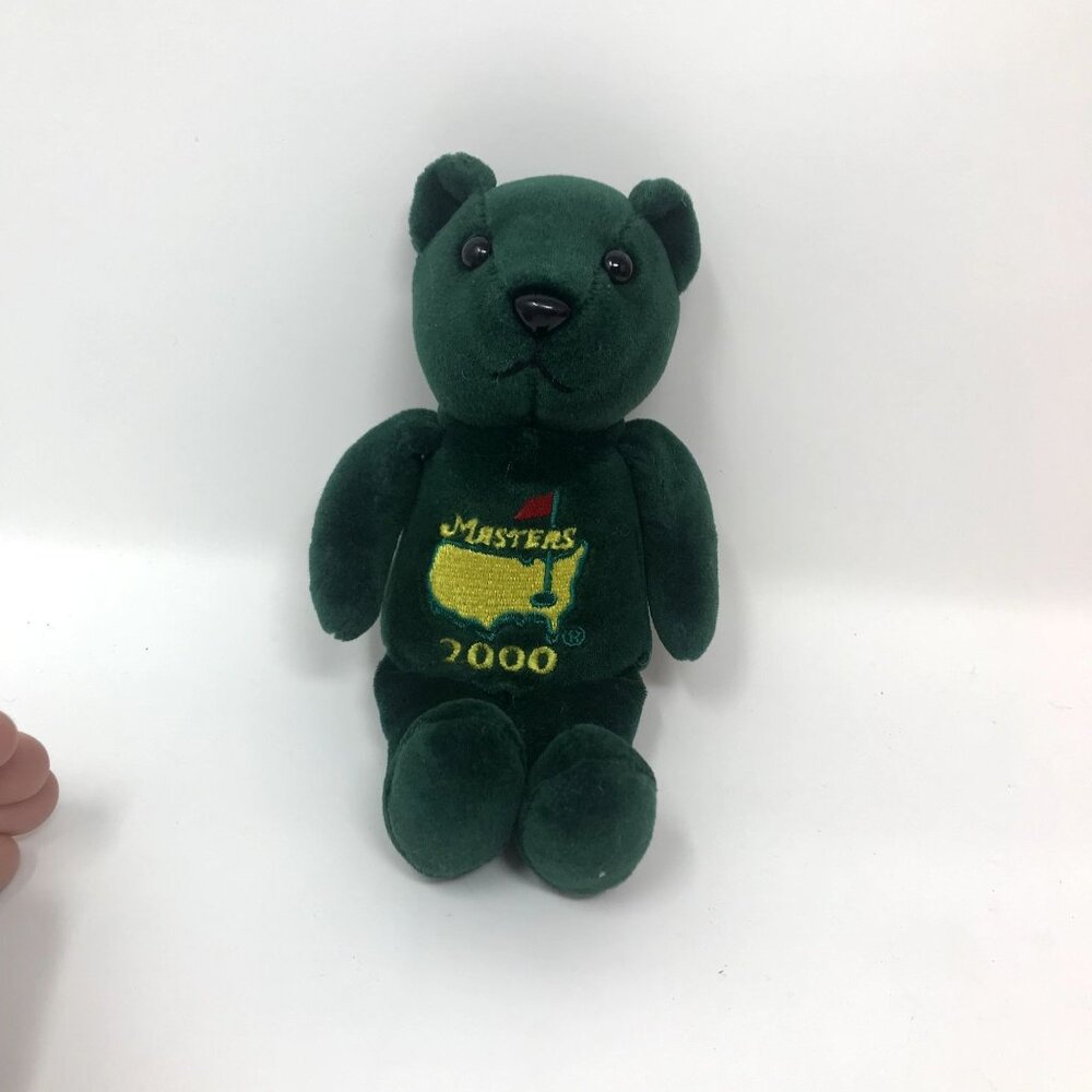 2000 Masters Augusta National Golf Tournament Green Teddy Bear Beanie Baby Plush